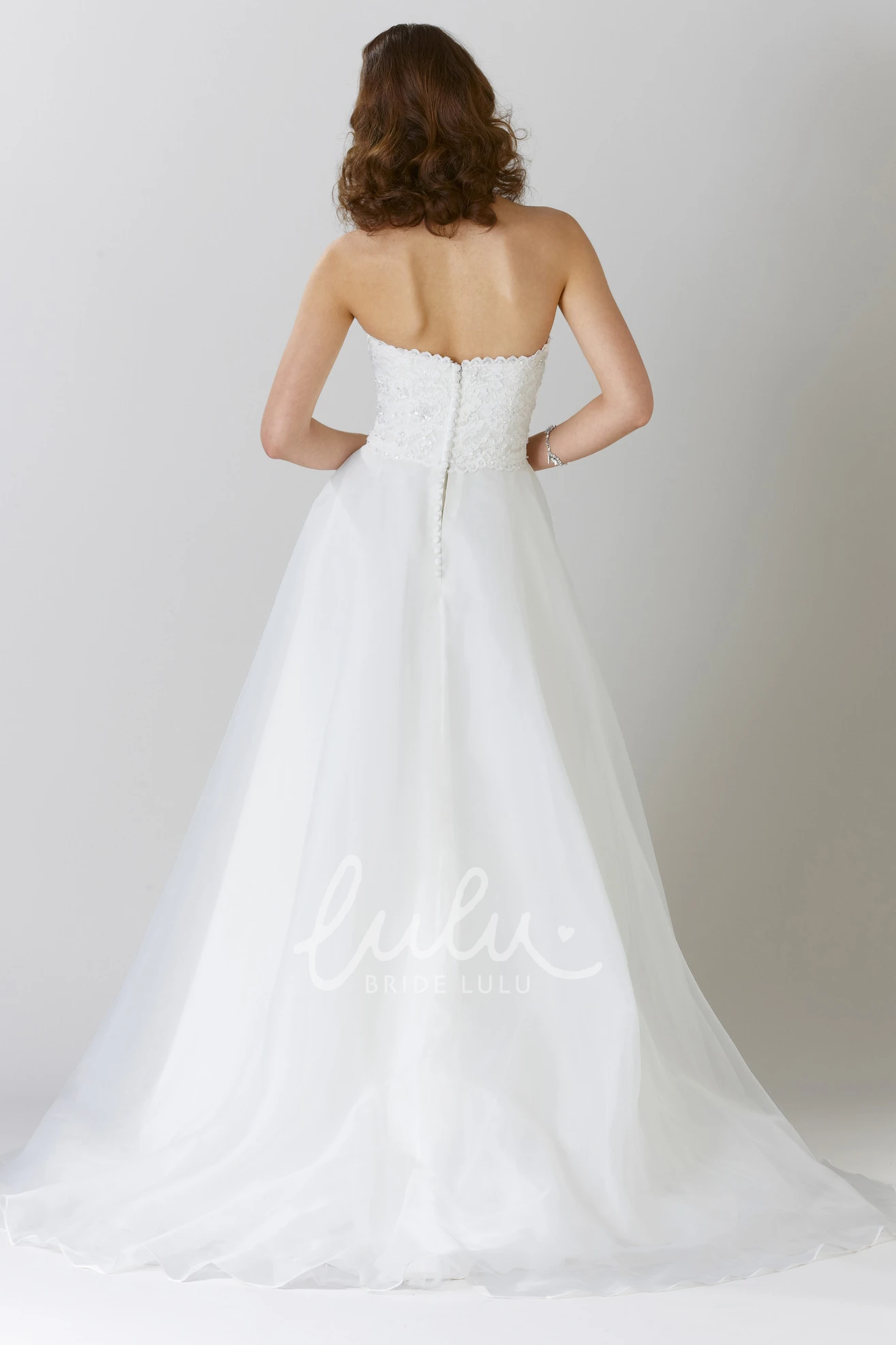 Tulle Sweetheart A-Line Wedding Dress with Beading Sweep Train
