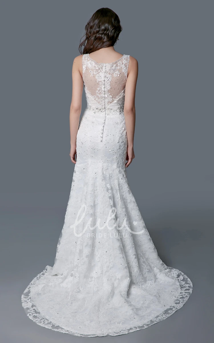 Lace Mermaid Winter Wedding Dress with V-Neck and Illusion Back Elegant and Amazing