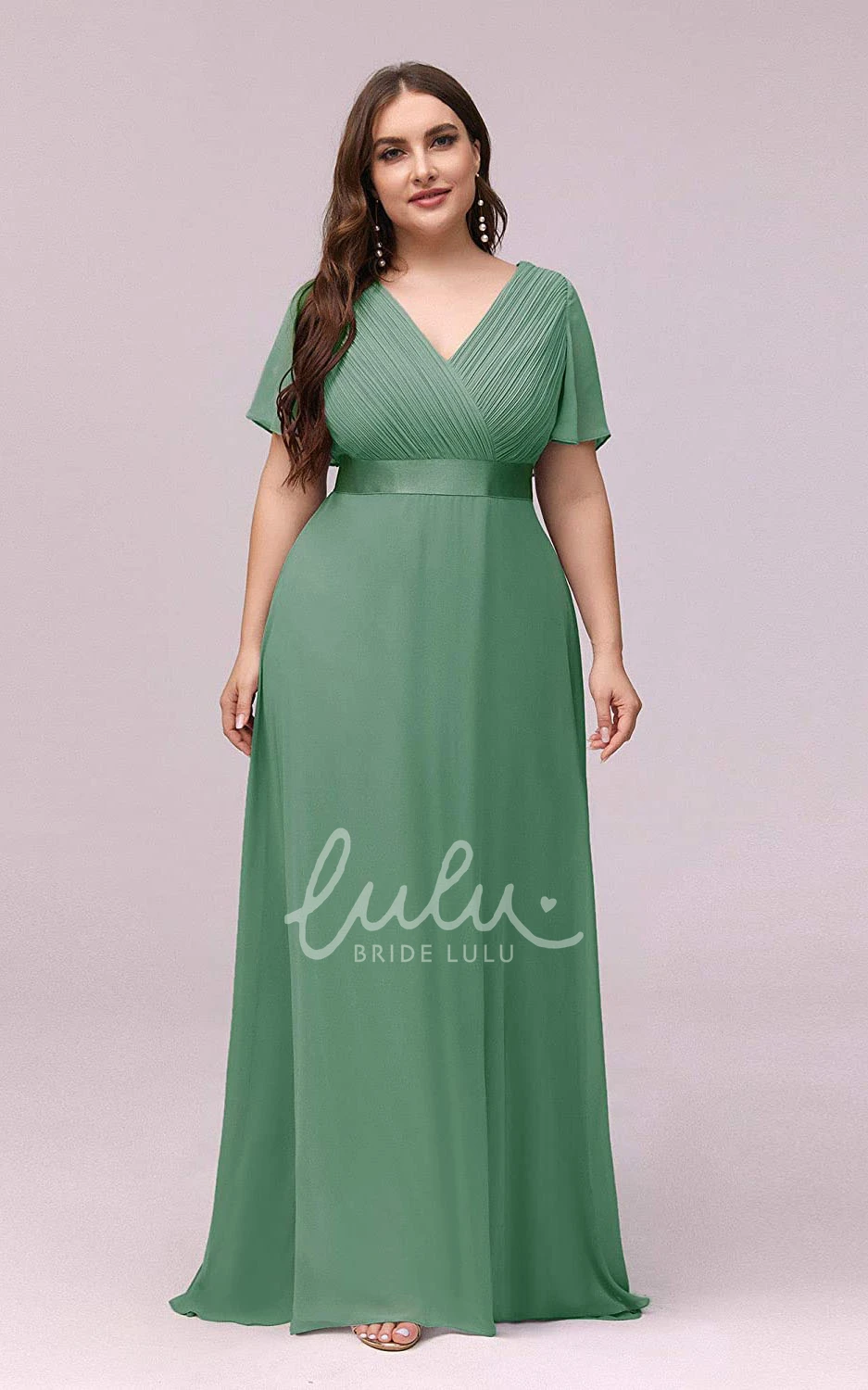 Chiffon V-Neck A-Line Mother Dress with Criss Cross Casual & Elegant