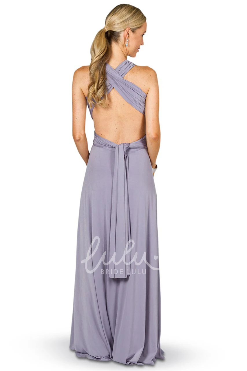 A-Line Floor-Length Haltered Chiffon Bridesmaid Dress Simple and Classy