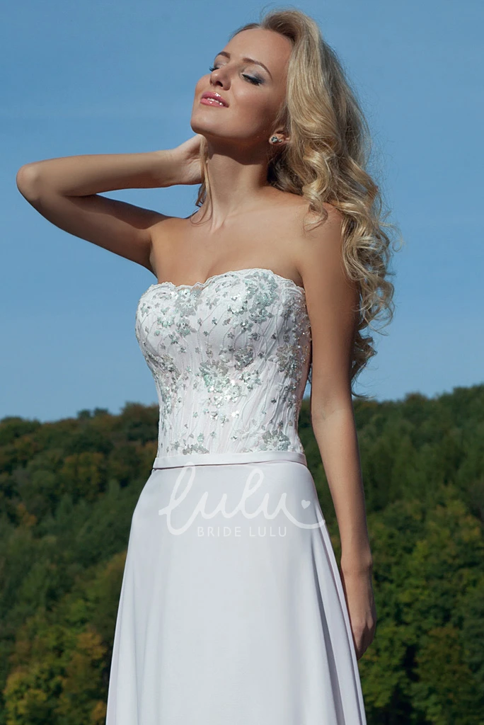 Strapless Sequined A-Line Chiffon Prom Dress