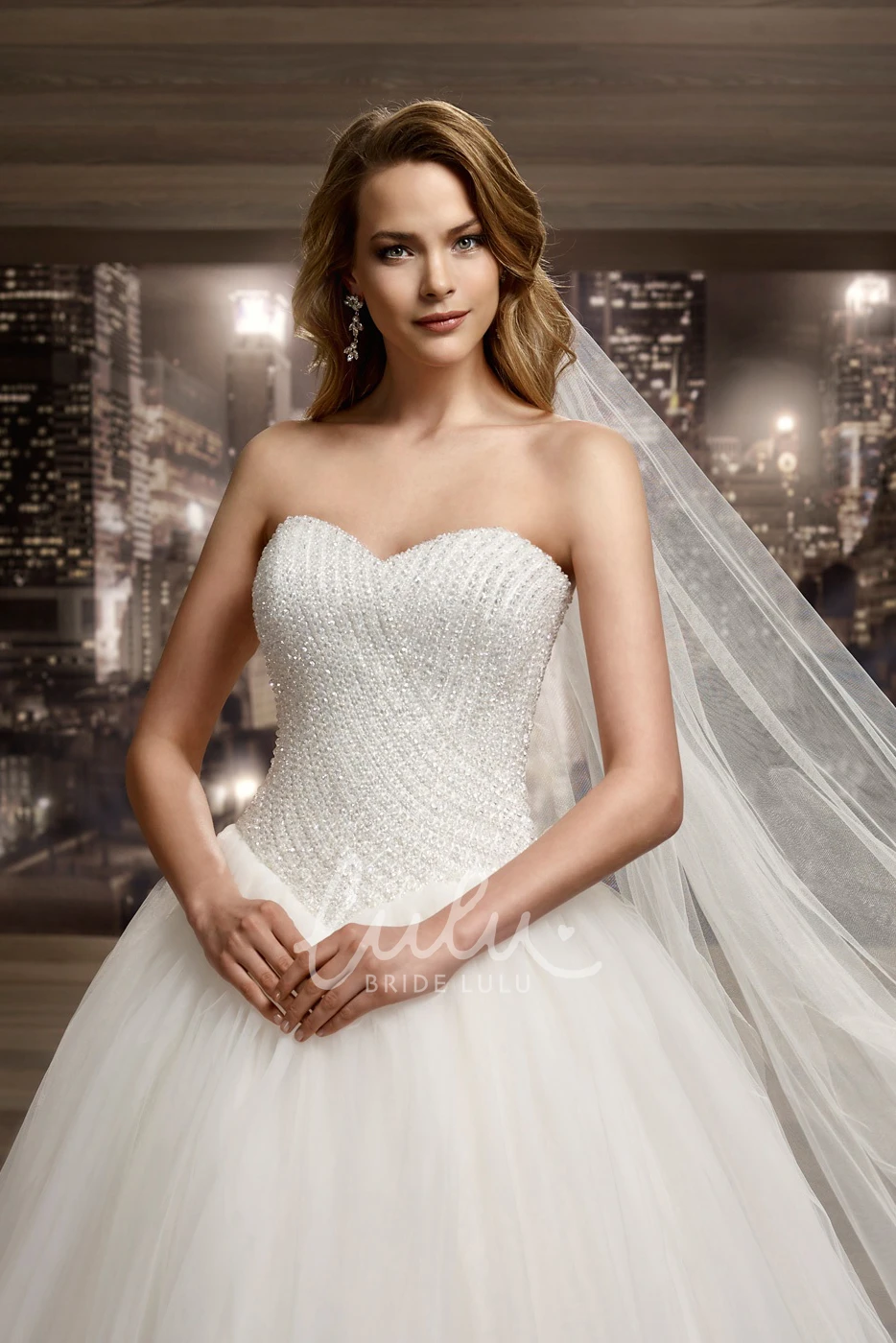 Floral Back Puffy A-Line Bridal Gown with Sweetheart Neckline