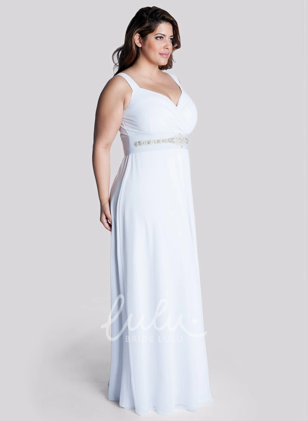 Chiffon Ruched A-Line Bridesmaid Dress with Waist Jewelry