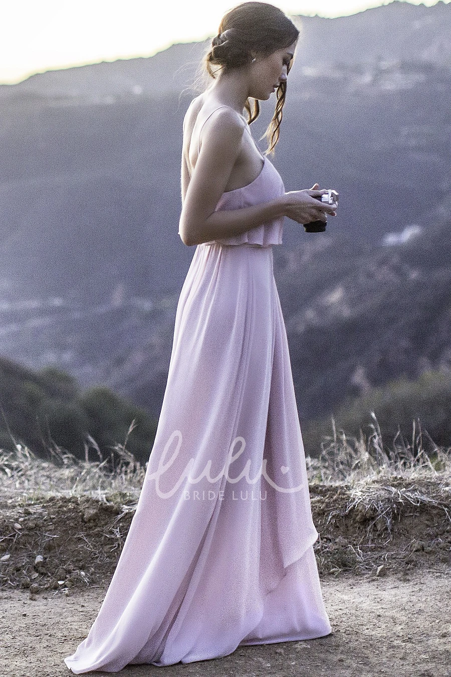 Draped Spaghetti Chiffon Bridesmaid Dress Sleeveless Multi-Color Convertible