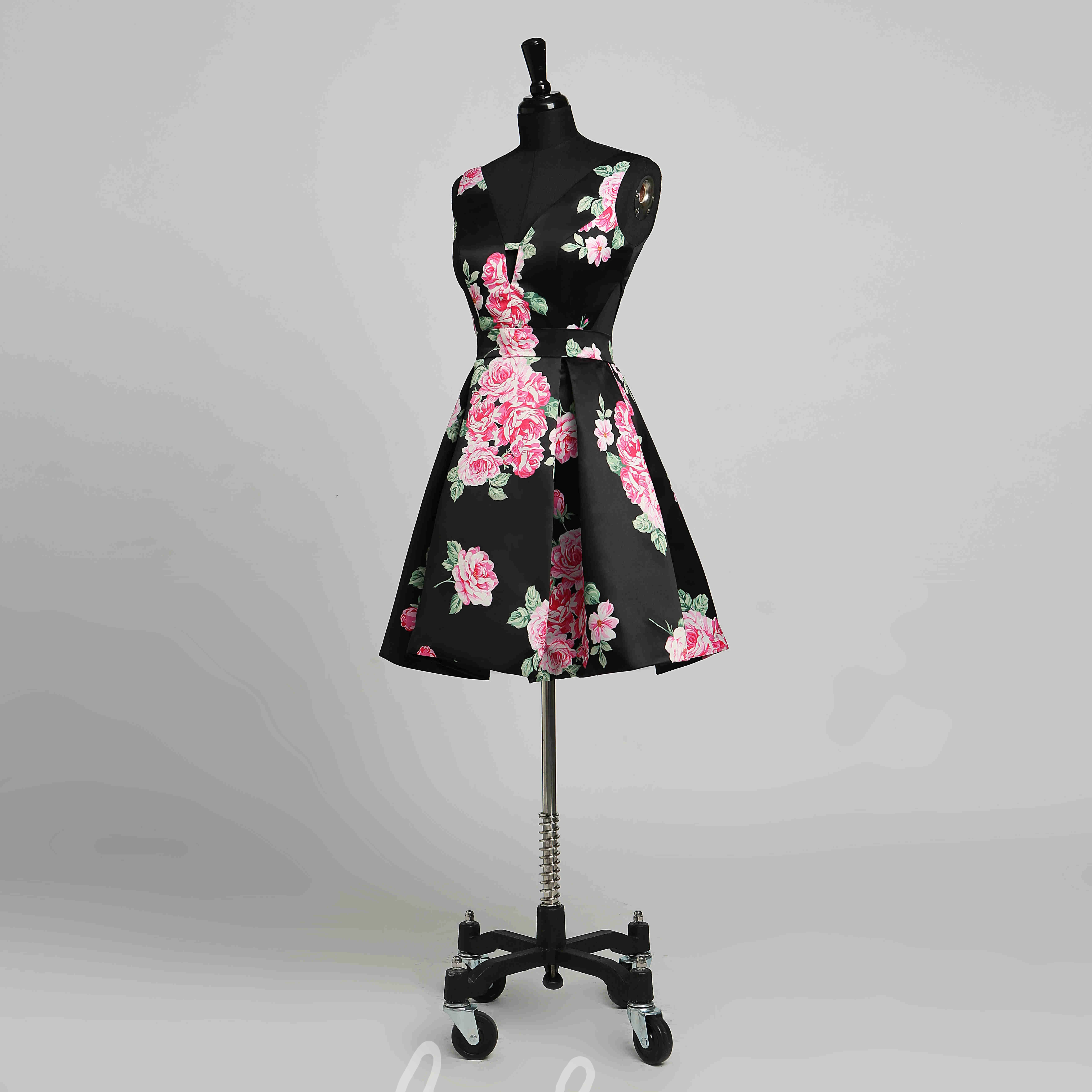 Sexy Satin Sheath V-Neck Sleeveless Mini Formal Dress with Deep-V Back