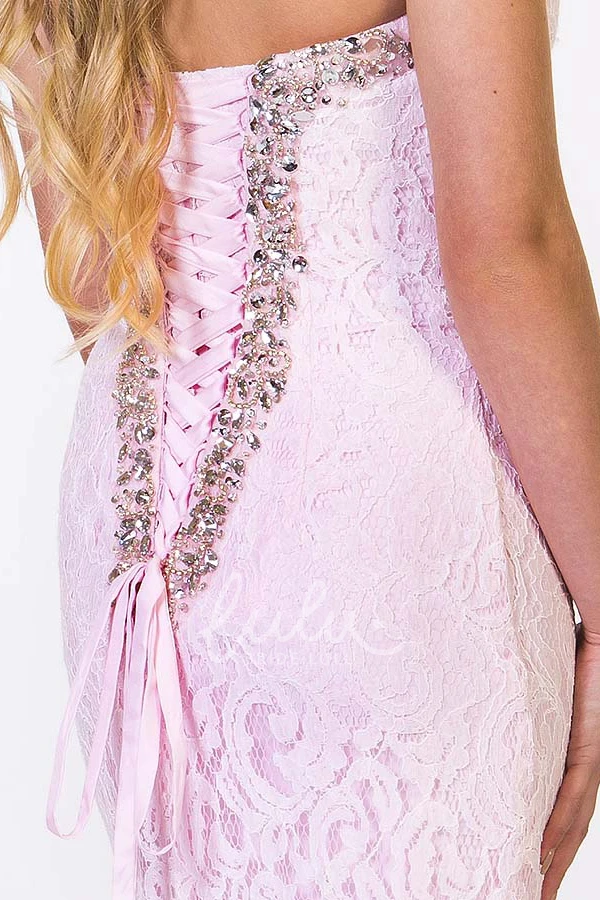 Beaded Lace Prom Dress A-Line Maxi Sleeveless Sweetheart