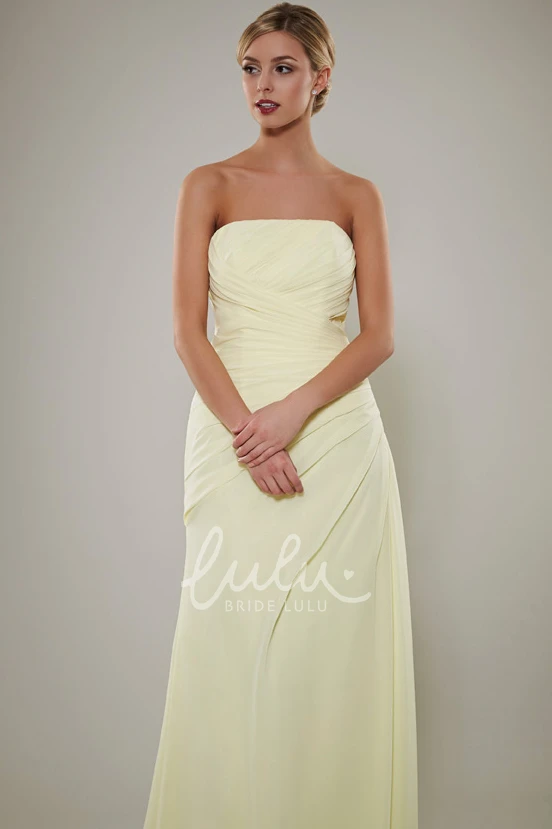 Strapless Ruched Chiffon Bridesmaid Dress Simple and Elegant Dress for Bridesmaids