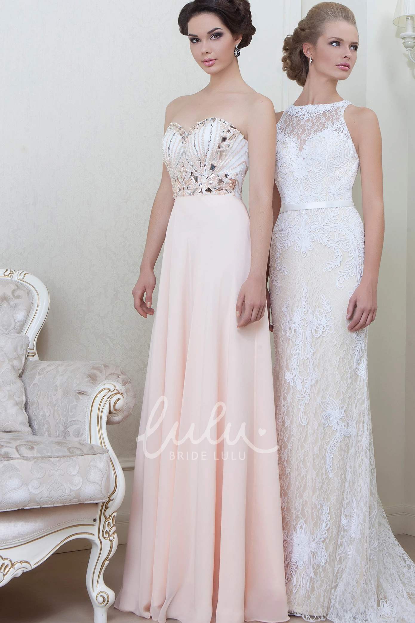 Sweetheart Beaded Long Chiffon Sheath Evening Dress