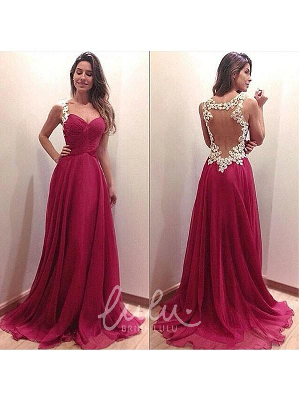 A-Line Princess Sweetheart Chiffon Formal Dress with Ruched Sweep Train