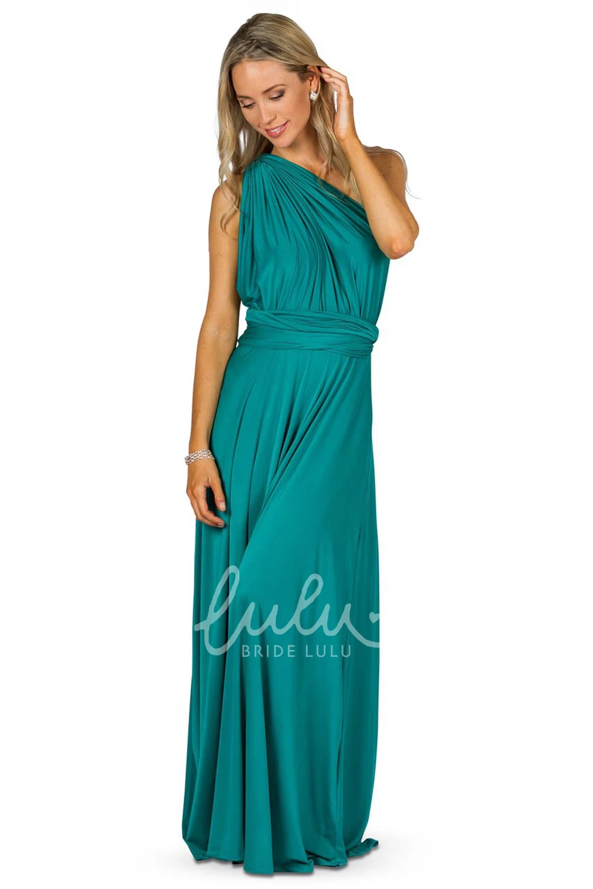 Ruched Halter Convertible Bridesmaid Dress with Straps Maxi Length