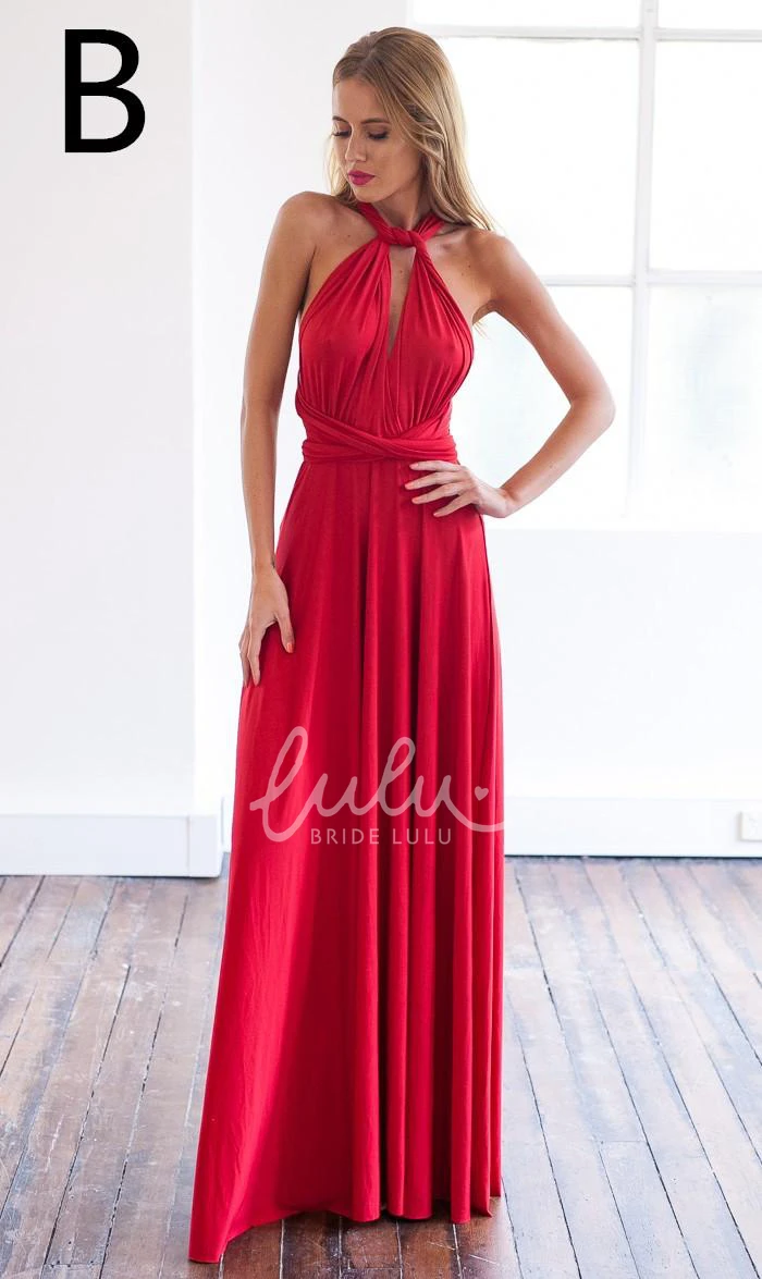 Red A-Line Prom Dress Sleeveless and Floor-Length