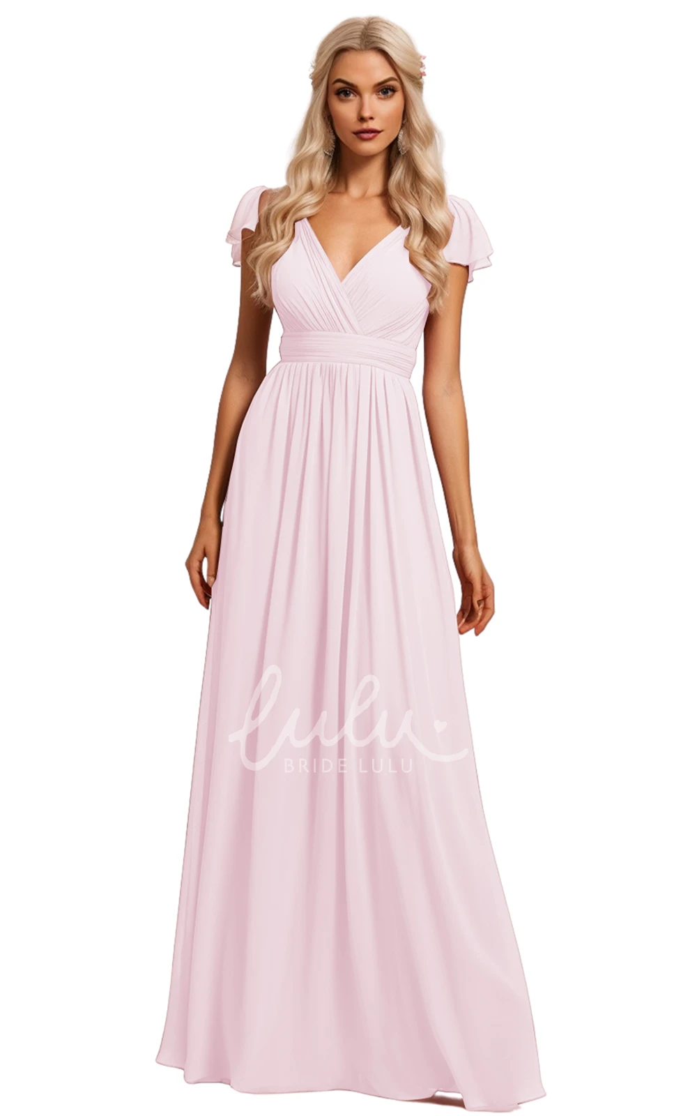 Bohemian A-Line Chiffon Bridesmaid Dress with V-neck and Deep-V Back 2025 Unique