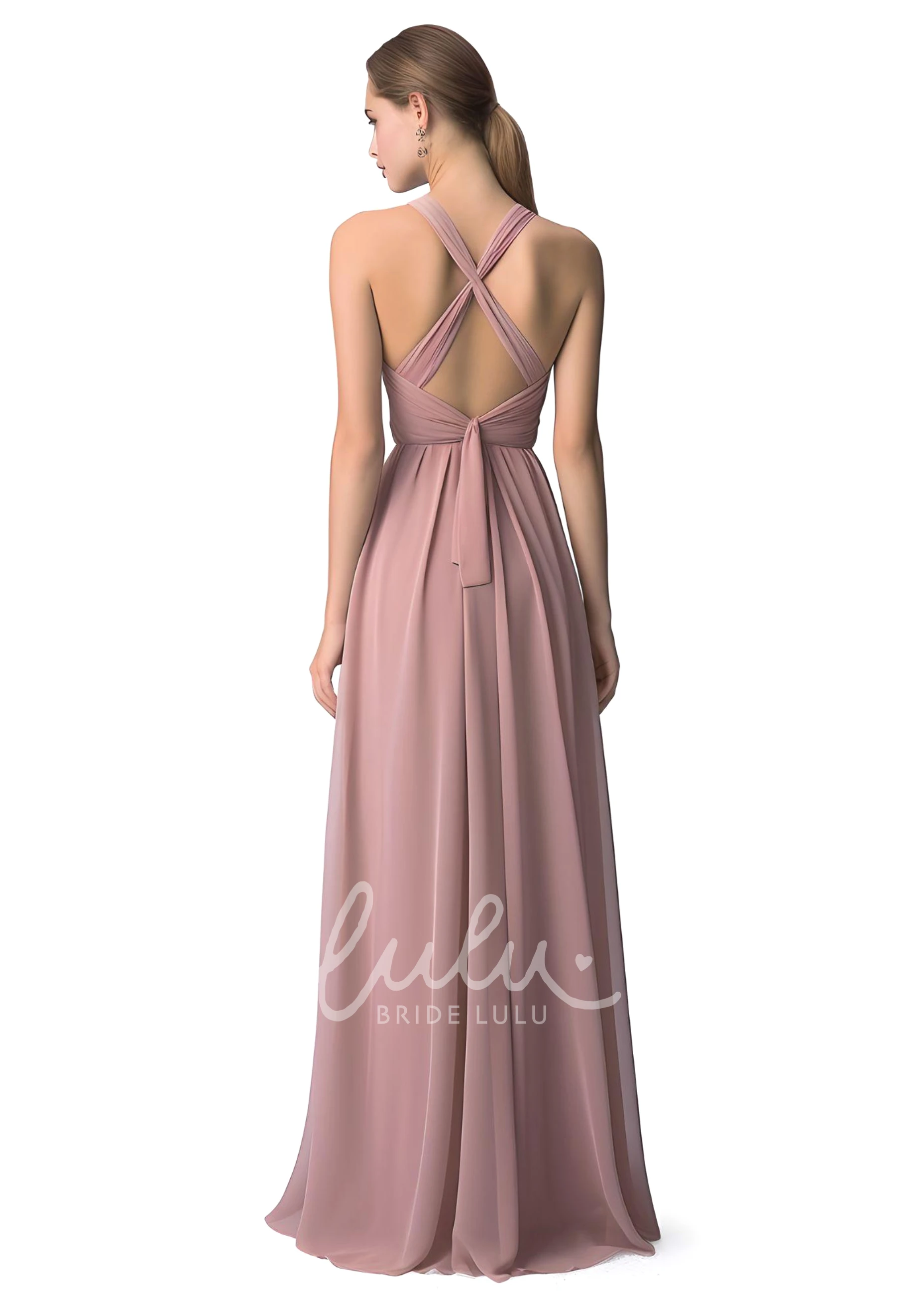 A-Line Plunging Neck Bridesmaid Dress with Split Front Gorgeous & Modern