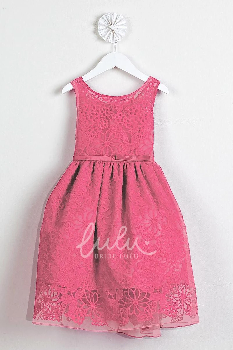 Organza & Satin Embroidered Tea-Length Flower Girl Dress Classy and Chic