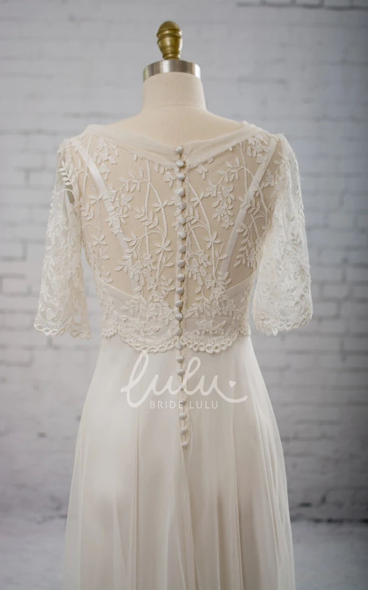 Illusion Bodice Chiffon A-line Wedding Dress 