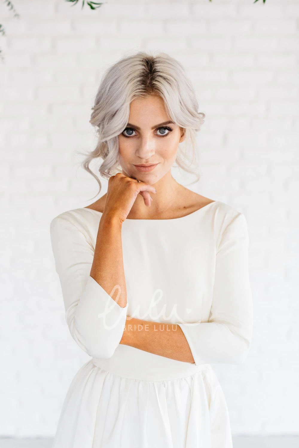 Open Back Long Sleeve Minimalist Spring Wedding Dress