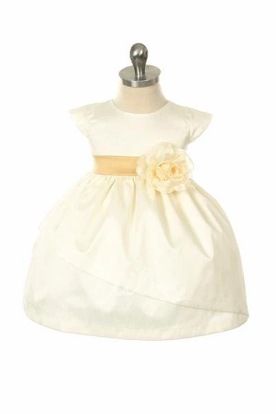 Floral Tea-Length Flower Girl Dress with Bows and Sash Modern Bridesmaid Dress