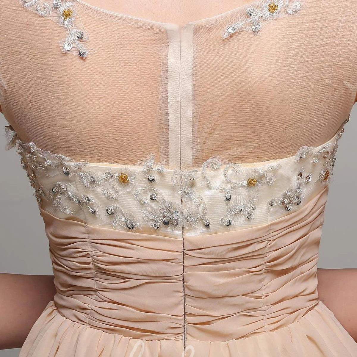 A-line Chiffon Sequin Bridesmaid Dress with Cap Sleeves