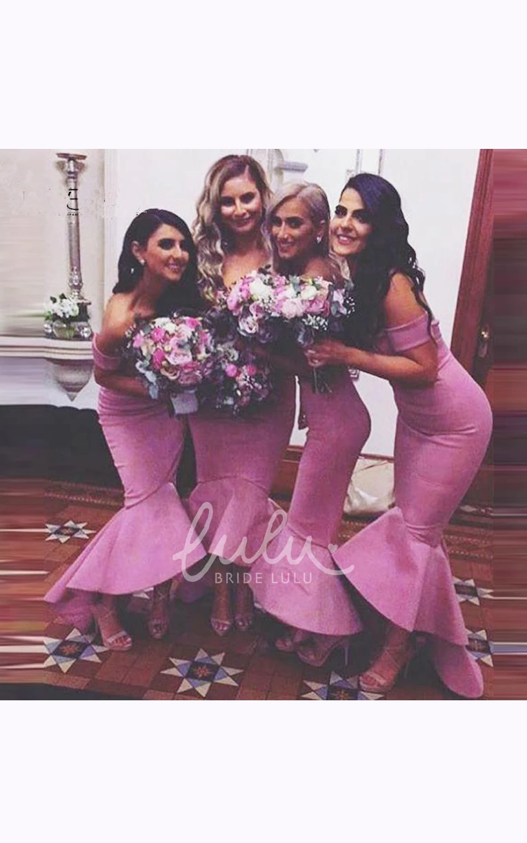 Trumpet Satin Dress with Off-shoulder Ruffles Elegant Bridesmaid Dress 2025