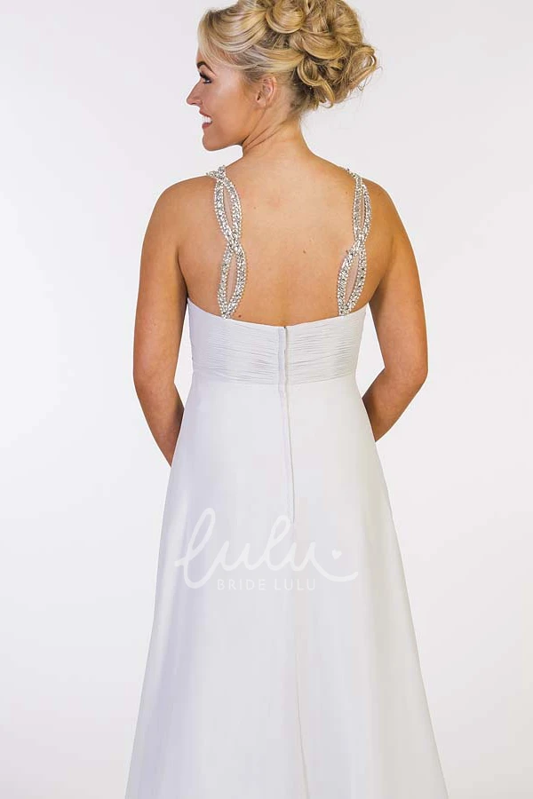 Empire Beaded A-Line Floor-Length Sweetheart Prom Dress with Ruching and Zipper Back Unique Chiffon Dress