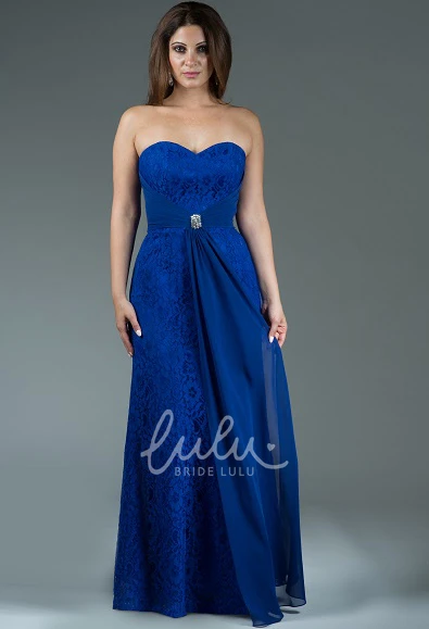 Lace Sheath Sweetheart Bridesmaid Dress with Crystal Waist Knot Long Bridesmaid Dress