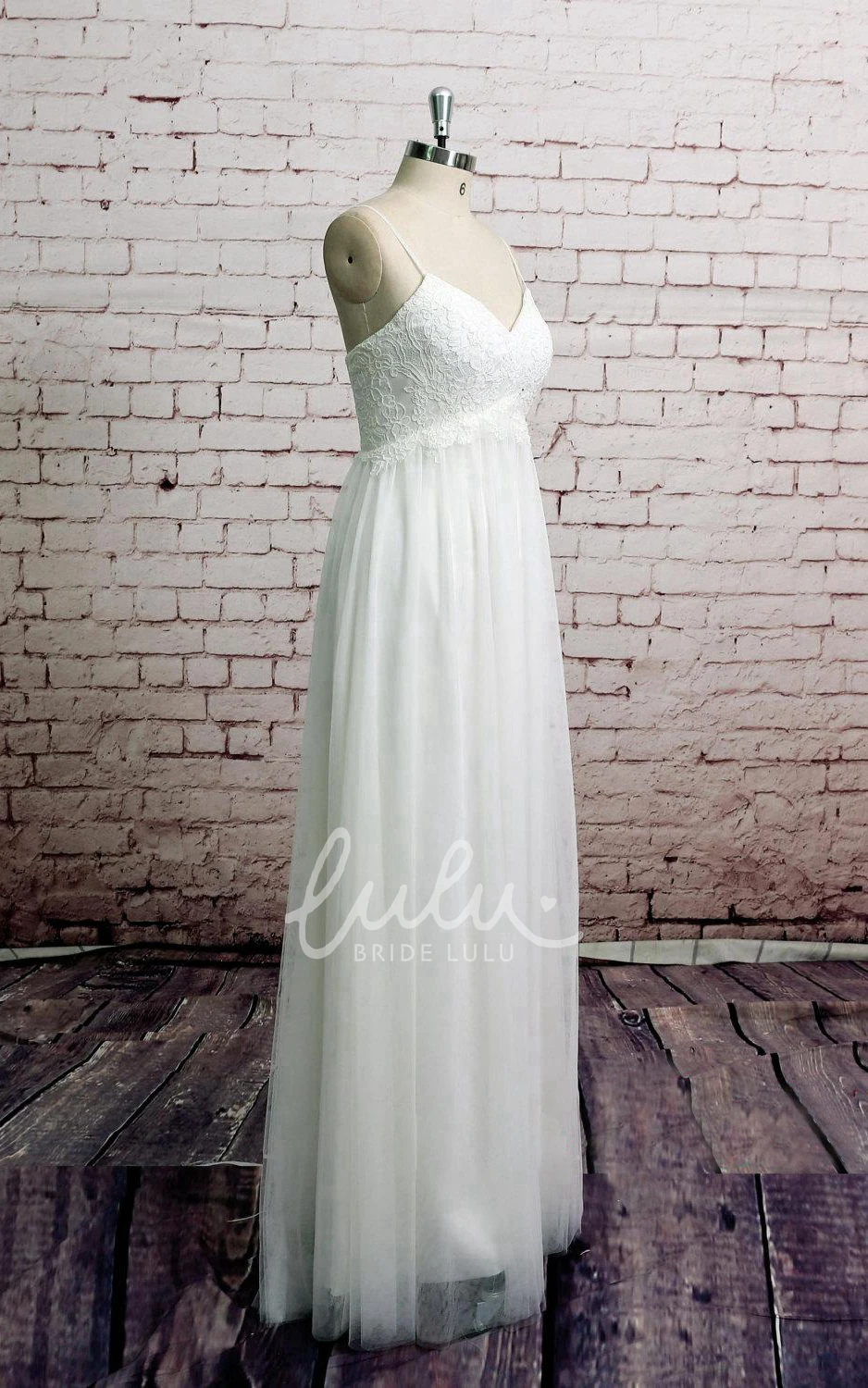 Tulle Wedding Dress with Lace Corset and Spaghetti Straps Modern Bridal Gown