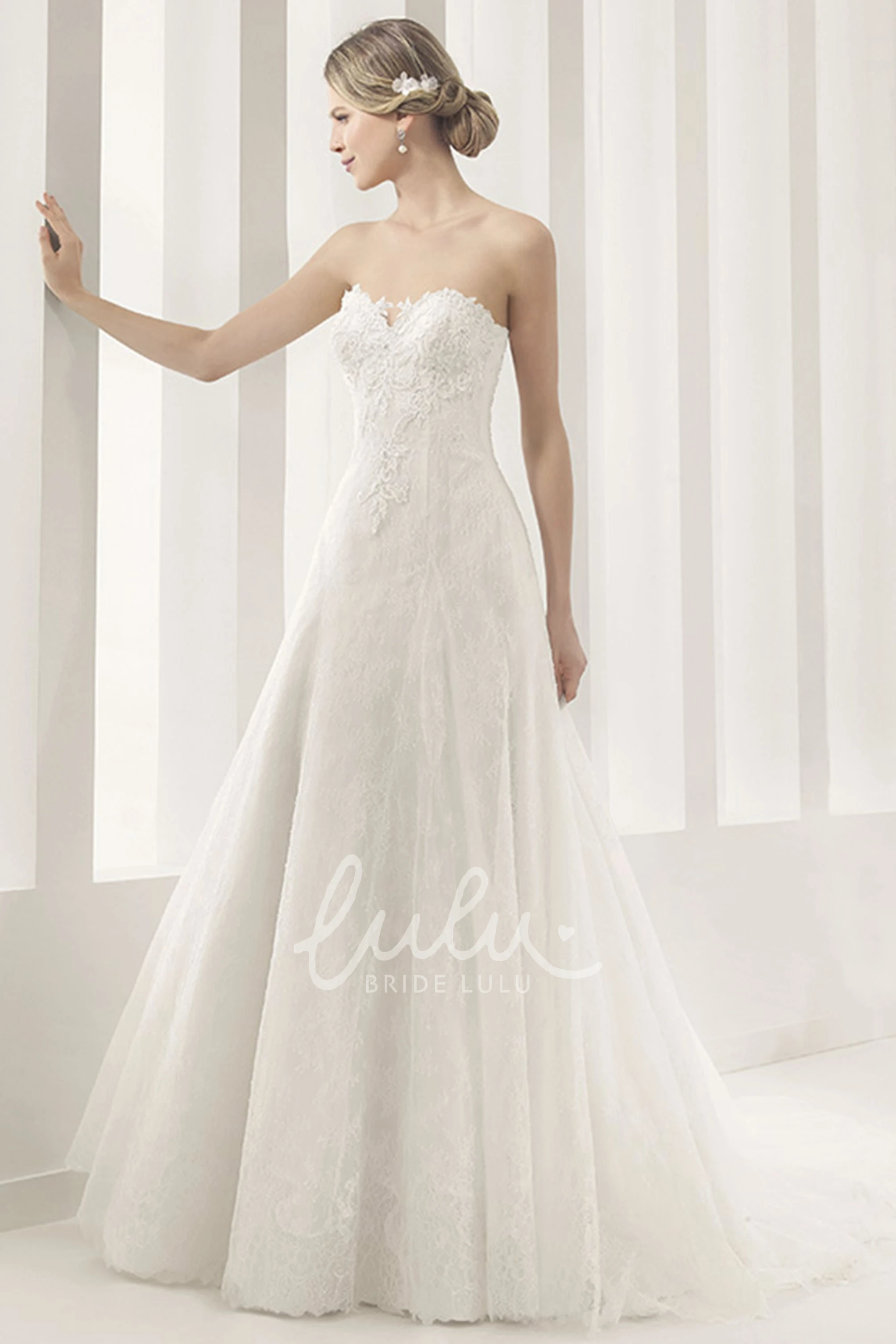 Sweetheart A-Line Lace Wedding Dress with Applique Details