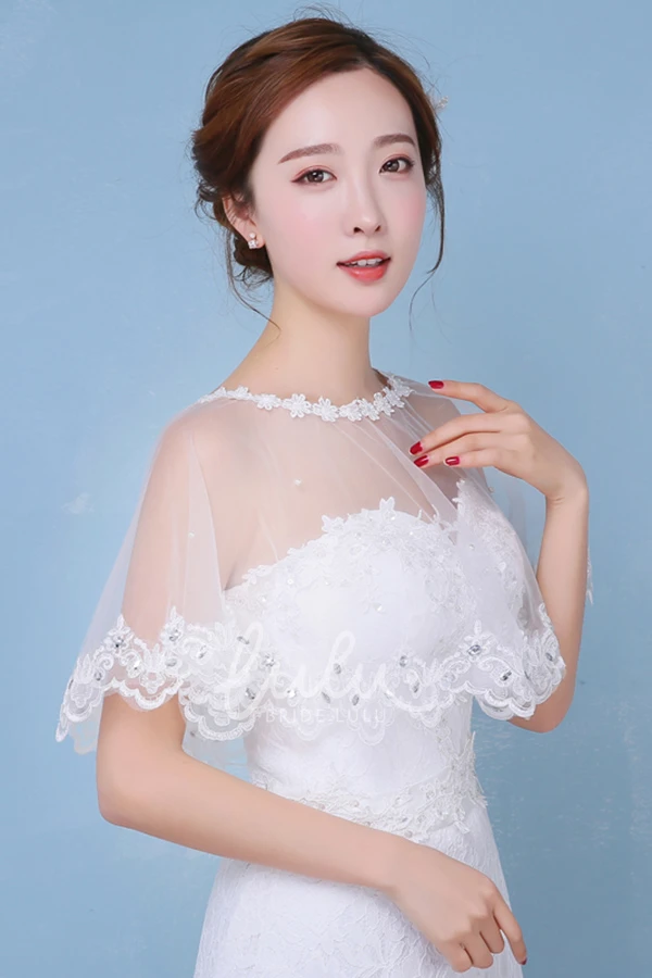 Lace Mesh Gauze Wedding Dress Shawl New Simple and Elegant