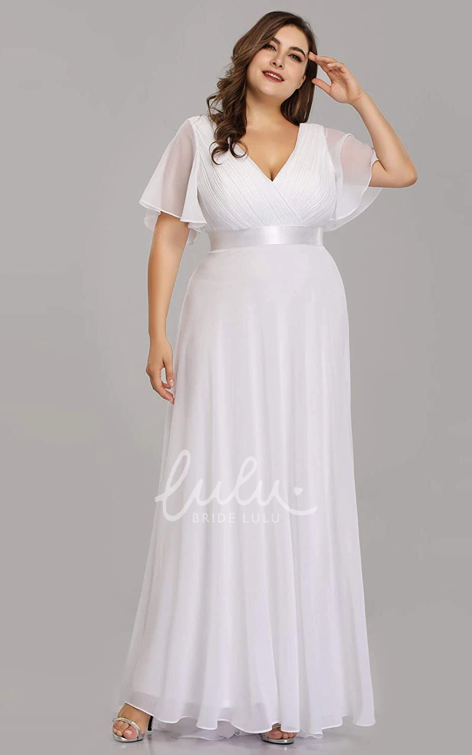 Chiffon V-Neck A-Line Mother Dress with Criss Cross Casual & Elegant