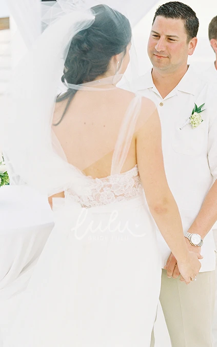 Elegant A-Line Lace Country Wedding Dress with Open Back and Brush Train Country Wedding Dress