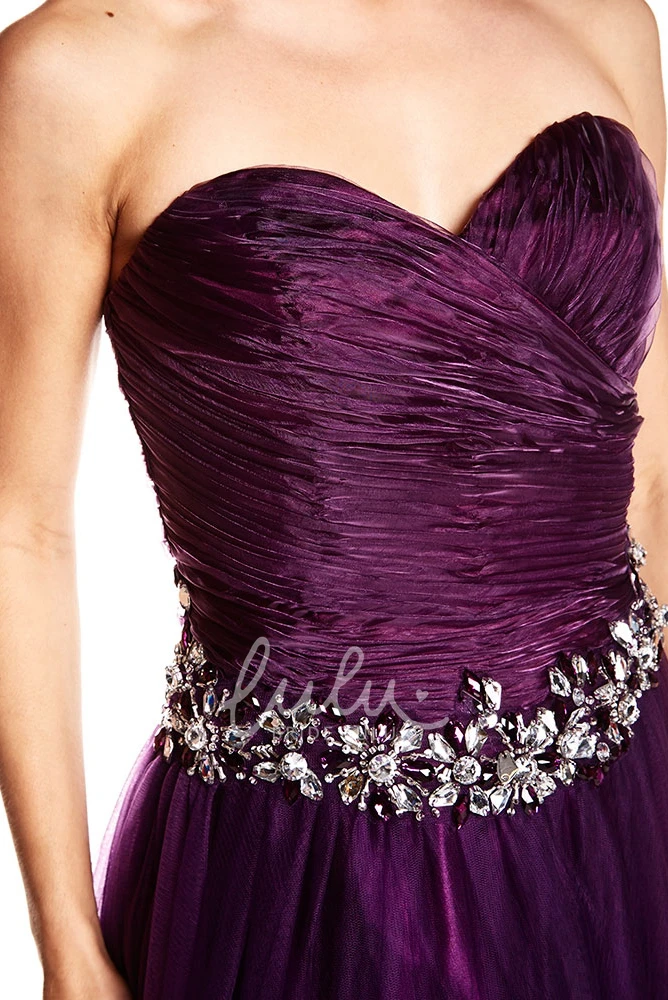 A-Line Criss-Cross Sweetheart Tulle&Satin Prom Dress Modern Prom Dress