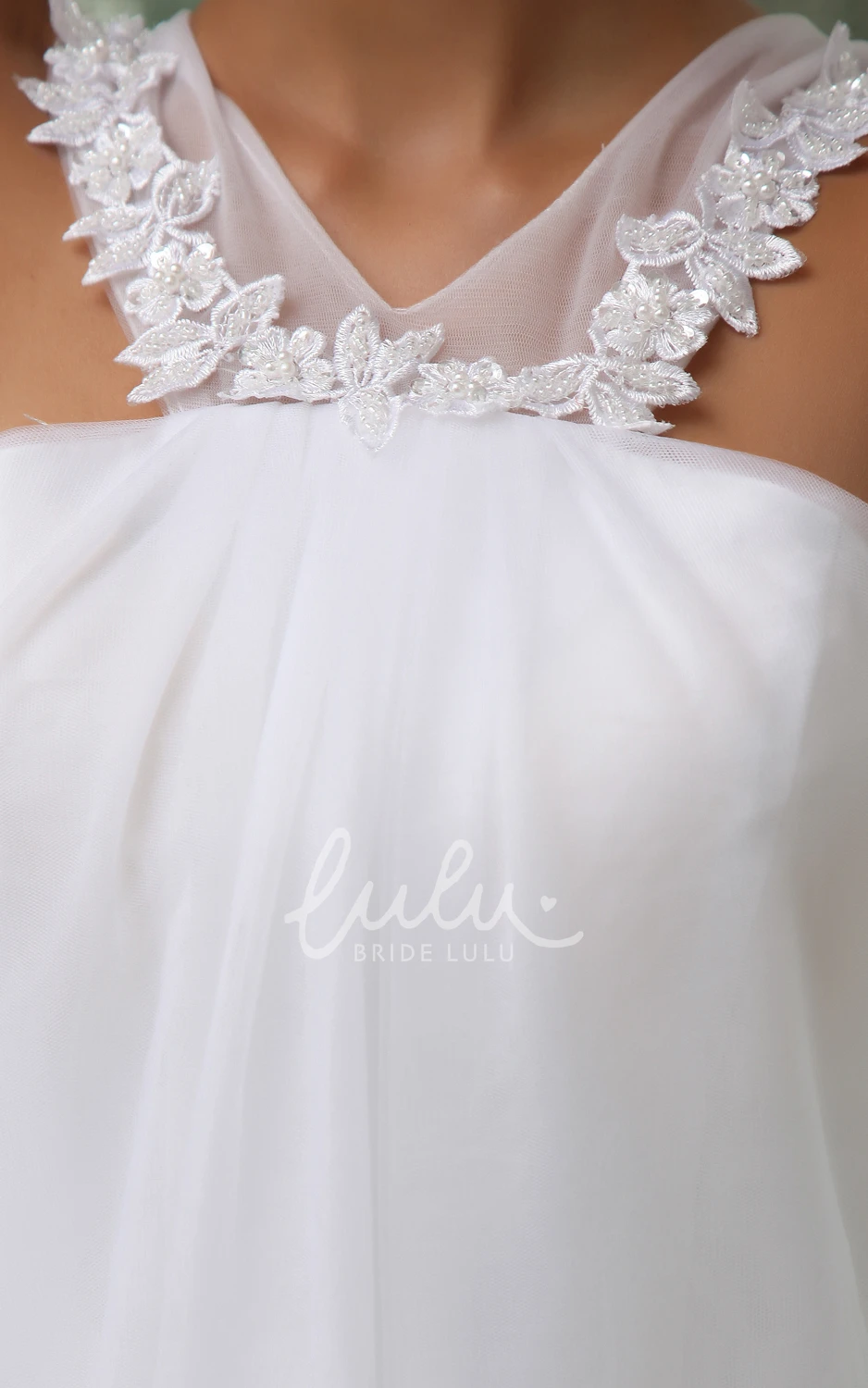 Strappy Tulle A-Line Short Wedding Dress with Overlay