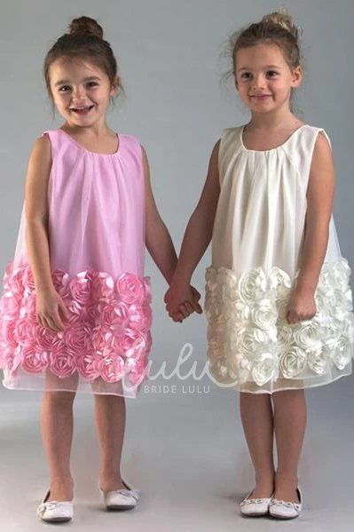 Floral Tulle and Satin Flower Girl Dress Knee-Length