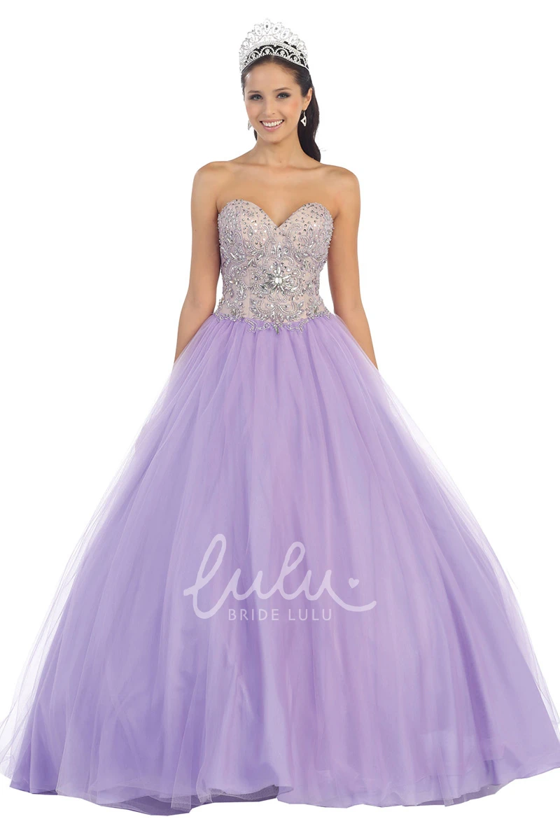 Sweetheart Tulle Ball Gown Formal Dress with Beading Sleeveless Backless