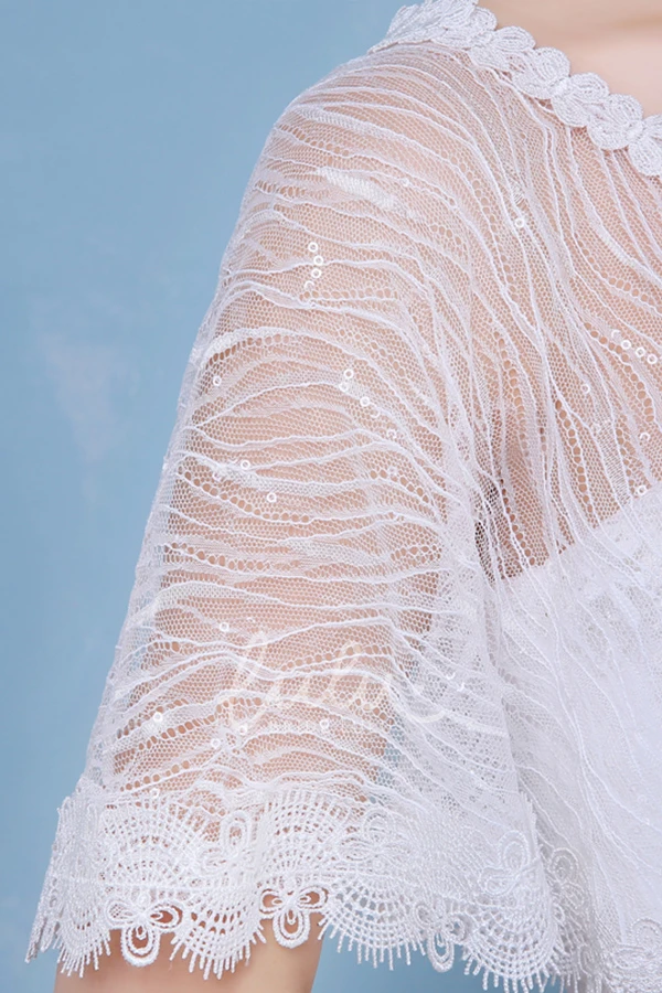Sequined Lace Cape-style Cloak Unique Wedding Shawl for Brides