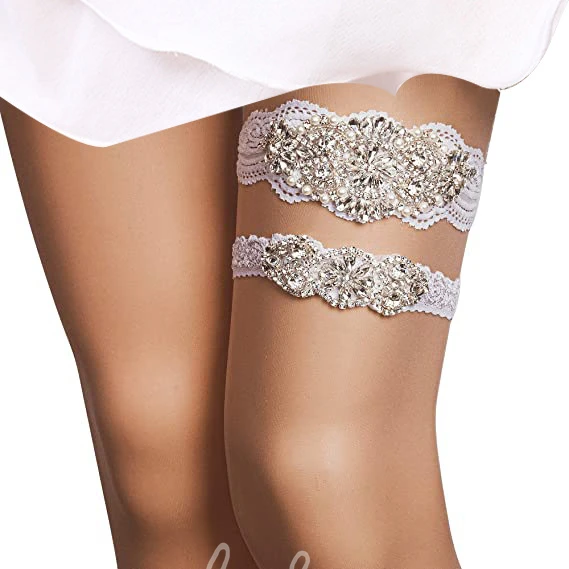 Latest Rhinestone Beaded Double Garters