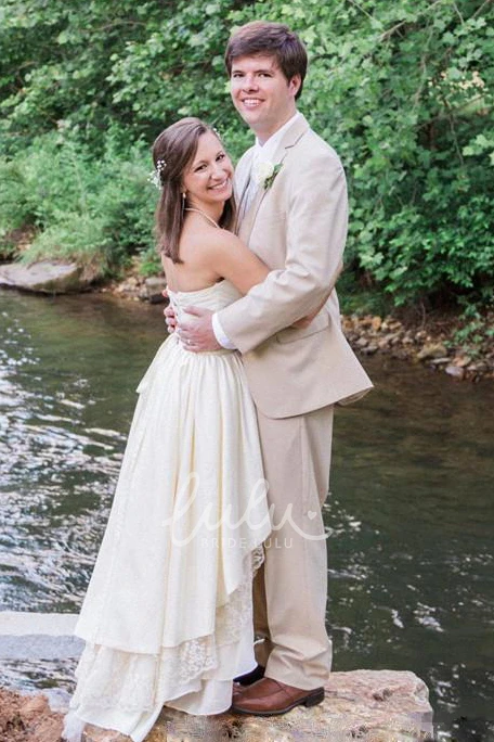 Chiffon Lace A-Line Wedding Dress with Sweetheart Neckline and Lace-up Back