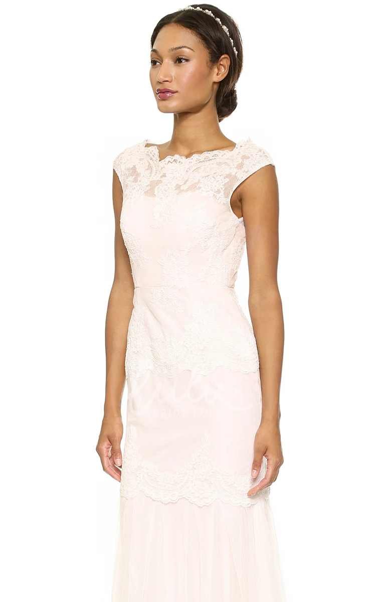 Lace Sheath Floor-length Dress with Bateau Neckline Wedding Dress