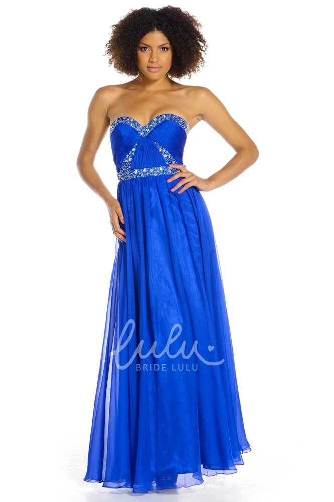 Ankle-Length Chiffon Prom Dress Sleeveless Sweetheart Beaded Backless