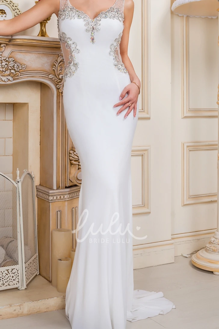 Chiffon Jewel Neck Sleeveless Evening Dress with Beaded Detail