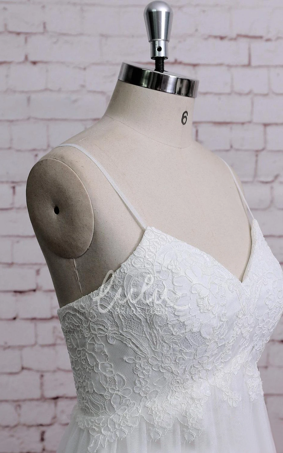 Tulle Wedding Dress with Lace Corset and Spaghetti Straps Modern Bridal Gown