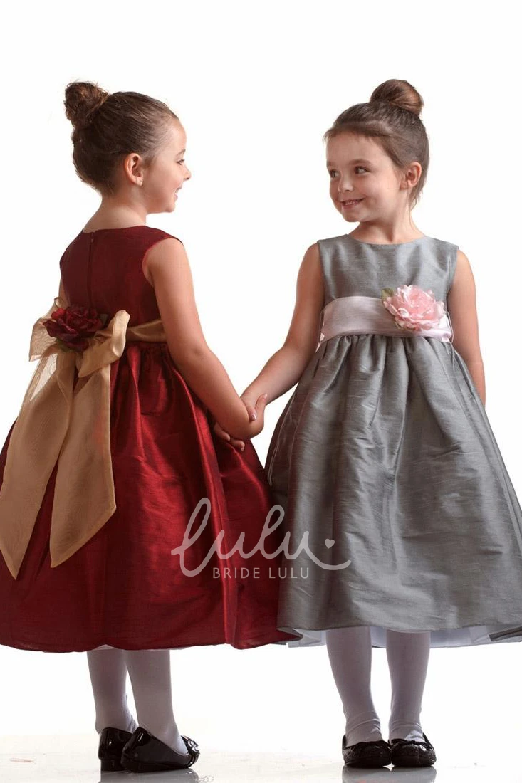 Sleeveless Organza Flower Girl Dress Simple Dress for Girls
