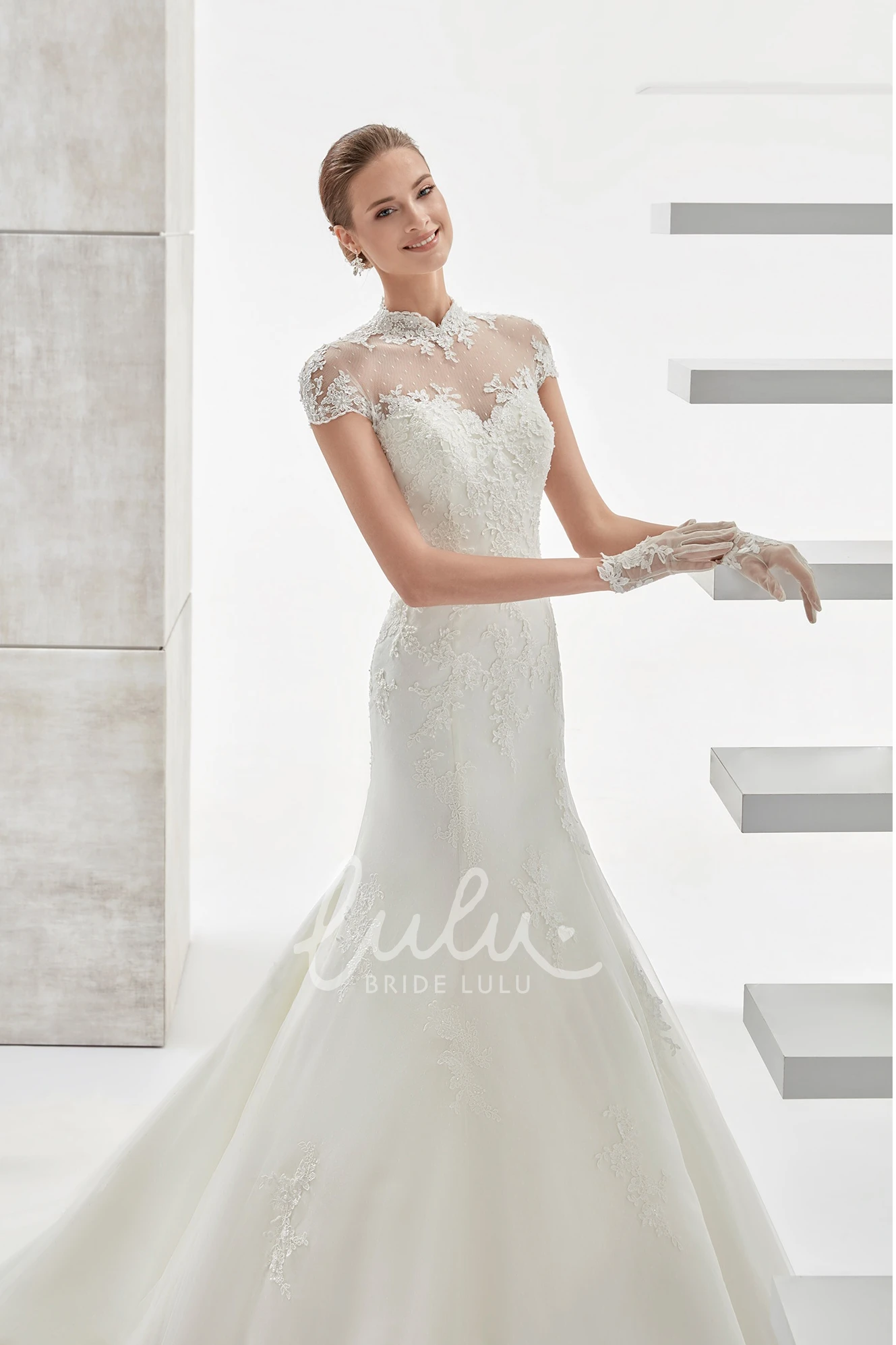 Illusion Mermaid T-Shirt Sleeve Wedding Dress