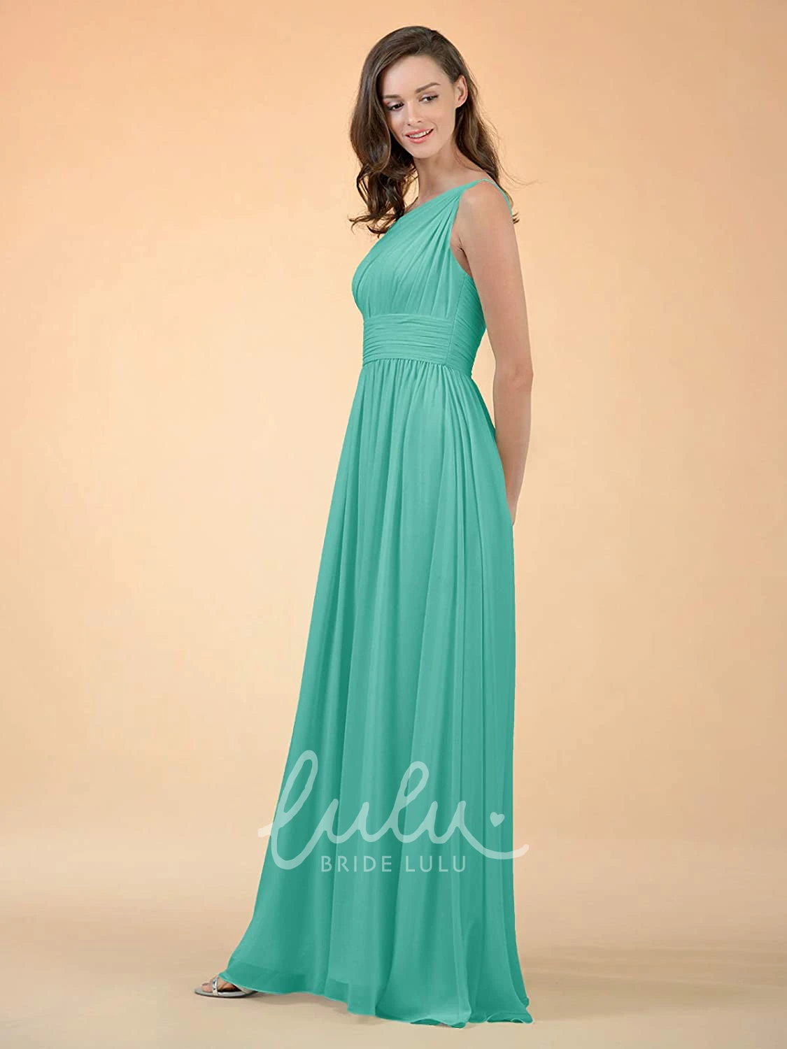 Chiffon One-Shoulder A-Line Bridesmaid Dress with Ruching Simple & Elegant