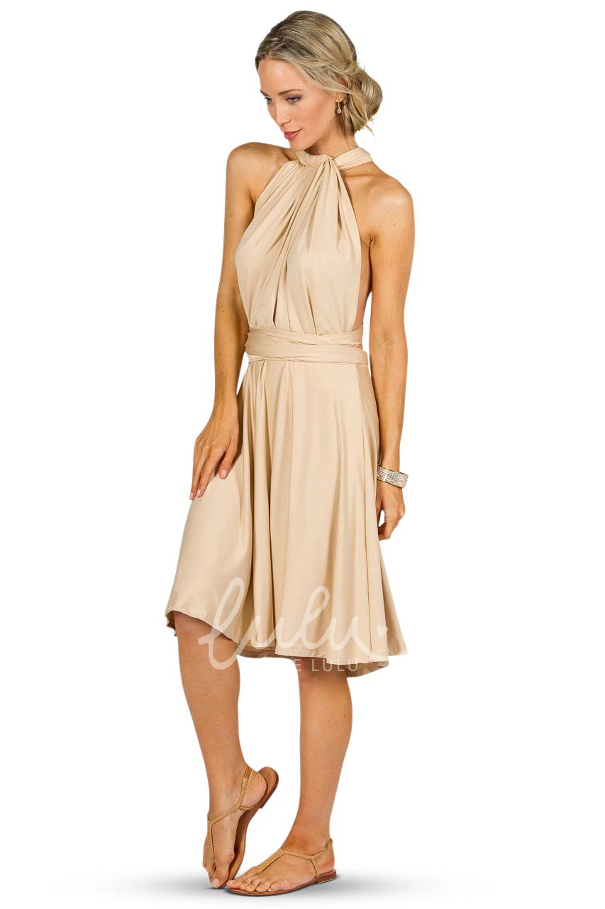 Ruched Chiffon Bridesmaid Dress with Straps Knee-Length One-Shoulder