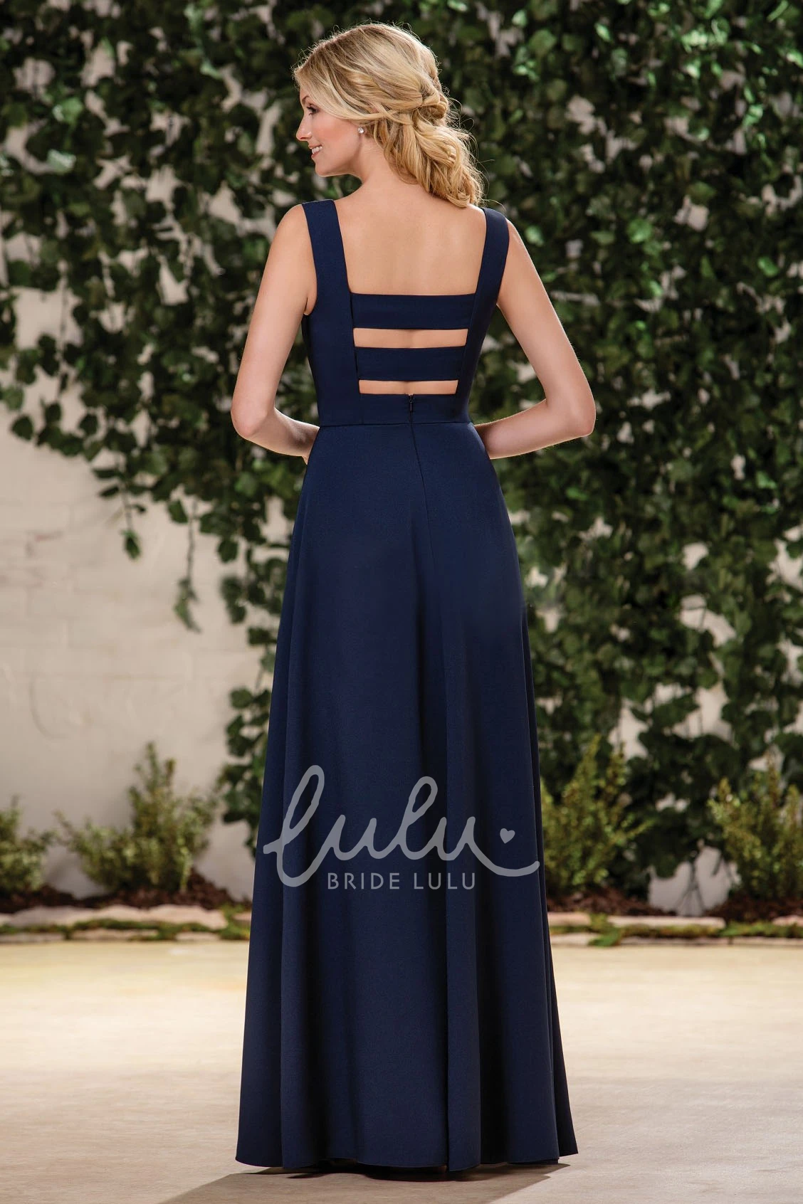 Sleeveless V-Neck Bridesmaid Dress with Pleats and Cut-Out Back Elegant Bridesmaid Dress