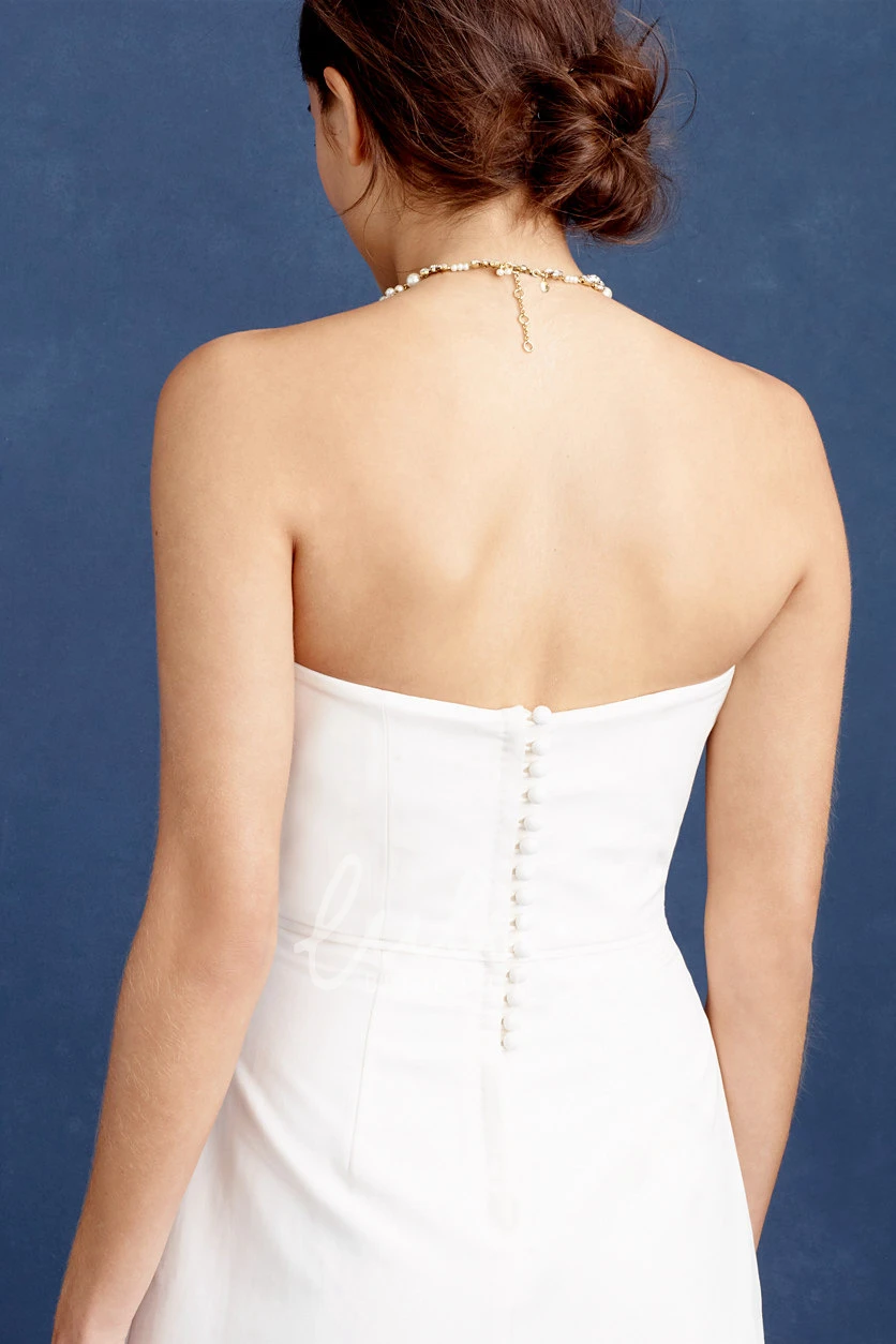 Strapless Satin Sheath Wedding Dress with Floor-Length and Sleeveless Design