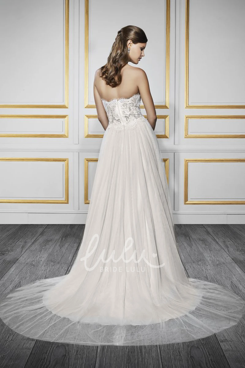 Sweetheart A-Line Wedding Dress with Tulle&Lace and Zipper