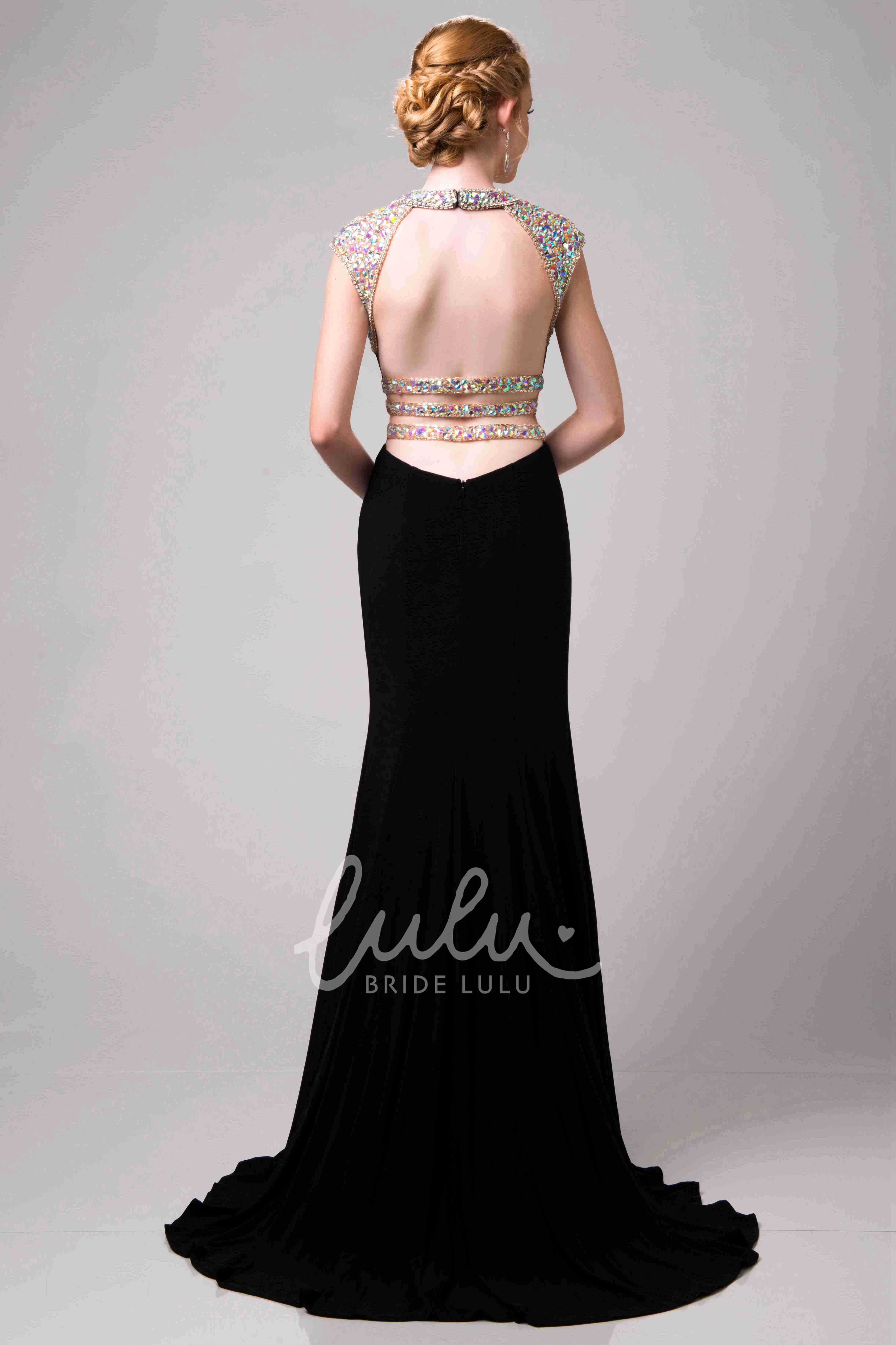 Jewel Neck Chiffon Prom Dress with Glimmering Waist and Shoulder Unique Prom Dress