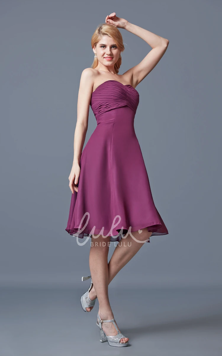 Short Chiffon Dress with Empire Waist and Ruching Flowy Bridesmaid Dress